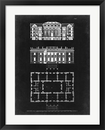 Framed Graphic Building &amp; Plan VI Print