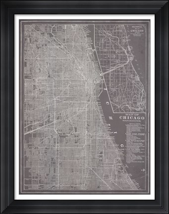 Framed City Map of Chicago Print