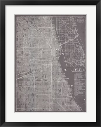 Framed City Map of Chicago Print