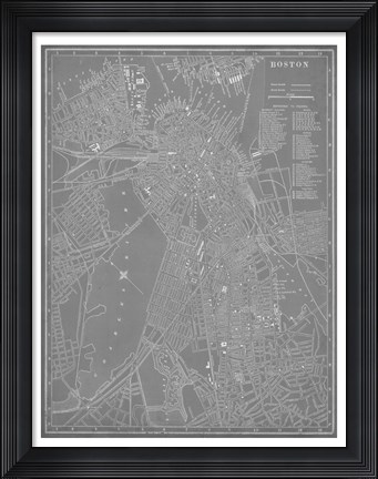 Framed City Map of Boston Print
