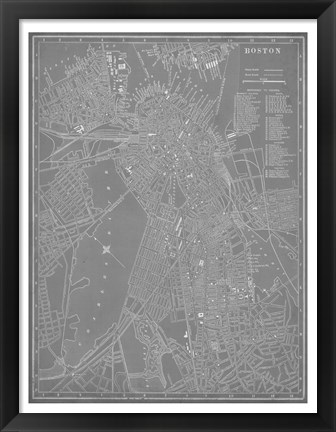 Framed City Map of Boston Print