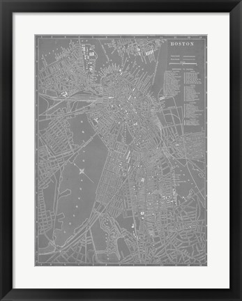 Framed City Map of Boston Print