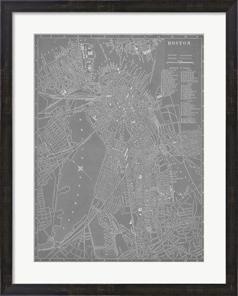 Framed City Map of Boston Print