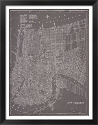 Framed City Map of New Orleans Print