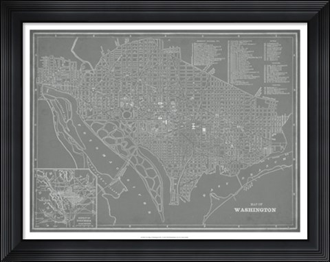 Framed City Map of Washington, D.C. Print