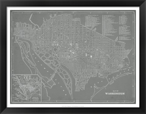 Framed City Map of Washington, D.C. Print