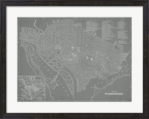 Framed City Map of Washington, D.C. Print