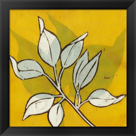 Framed Gold Batik Botanical I Print