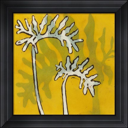 Framed Gold Batik Botanical V Print