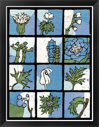 Framed Asure Botanical II 12-Patch Print