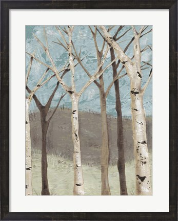 Framed Blue Birches I Print