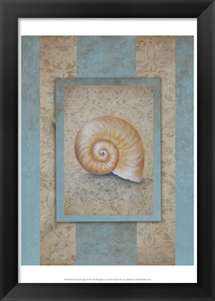 Framed Shell &amp; Damask Stripe I Print