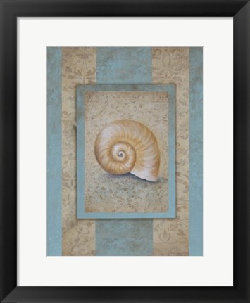 Framed Shell &amp; Damask Stripe I Print