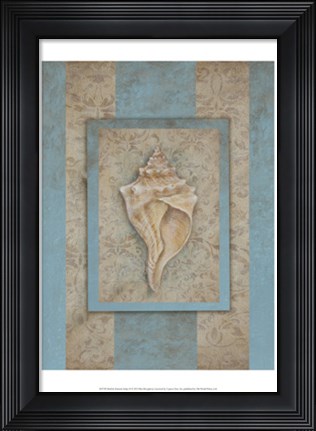 Framed Shell &amp; Damask Stripe II Print
