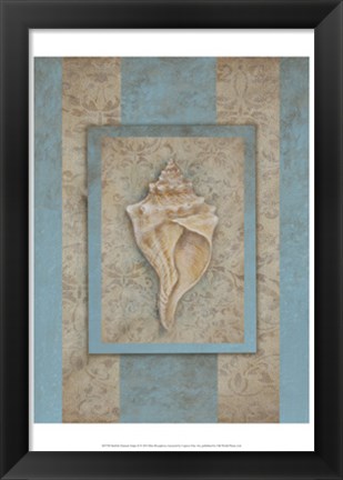 Framed Shell &amp; Damask Stripe II Print