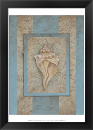 Framed Shell &amp; Damask Stripe II Print