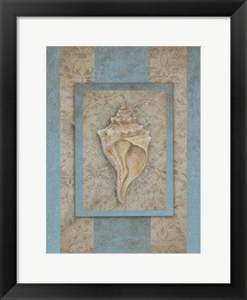 Framed Shell &amp; Damask Stripe II Print