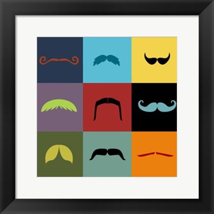 Framed Moustache Grid Print