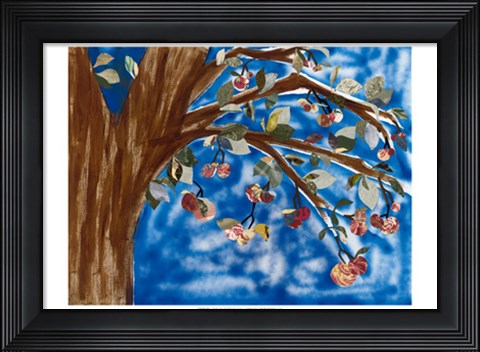 Framed Blue Apple Tree Print
