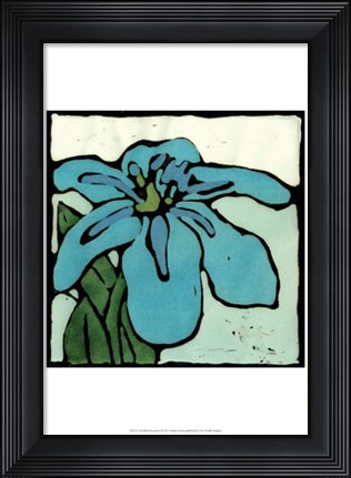 Framed Teal Batik Botanical I Print