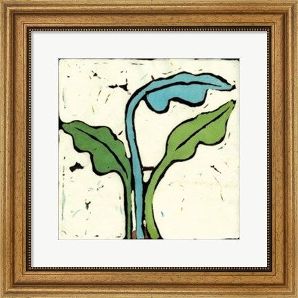 Framed Teal Batik Botanical IV Print