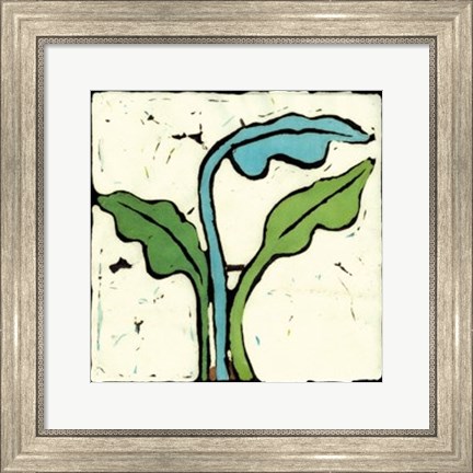 Framed Teal Batik Botanical IV Print