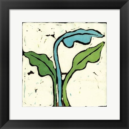 Framed Teal Batik Botanical IV Print