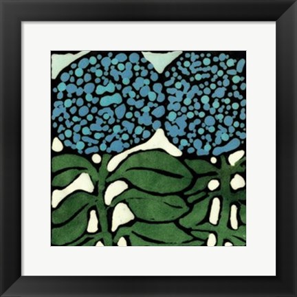 Framed Teal Batik Botanical V Print