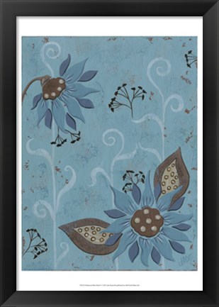 Framed Whimsical Blue Floral I Print