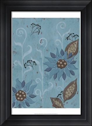 Framed Whimsical Blue Floral II Print
