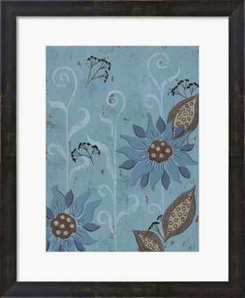 Framed Whimsical Blue Floral II Print