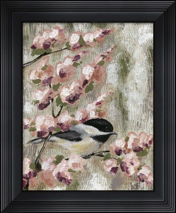 Framed Cherry Blossom Bird I Print