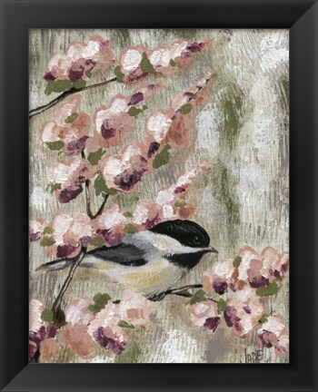 Framed Cherry Blossom Bird I Print