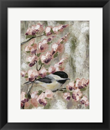 Framed Cherry Blossom Bird I Print