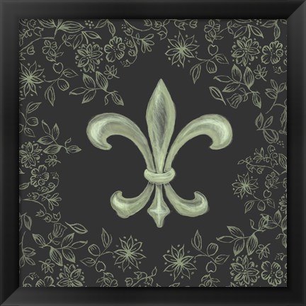 Framed Fleur de Lis - Black Print