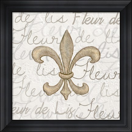 Framed Fleur de Lis - White Print