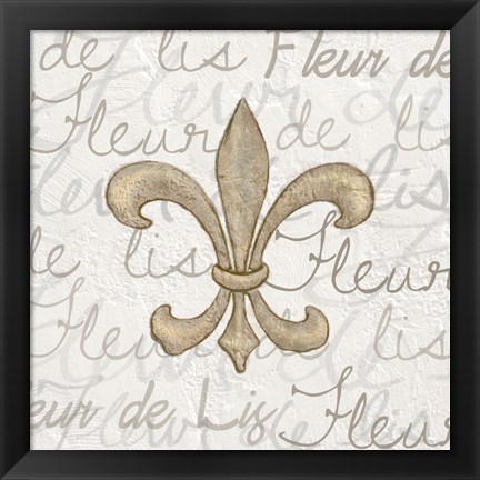 Framed Fleur de Lis - White Print