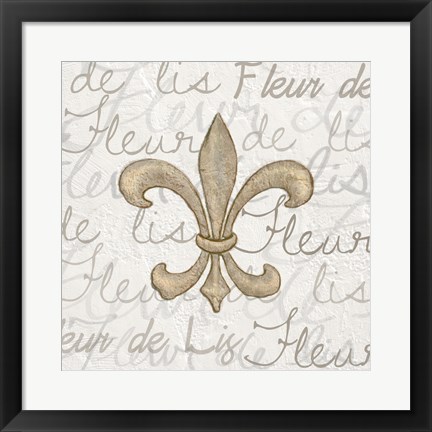 Framed Fleur de Lis - White Print