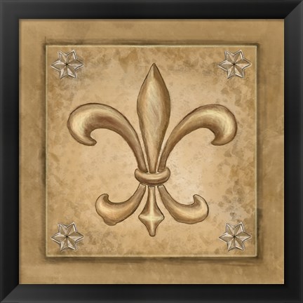 Framed Fleur de Lis - Gold Print