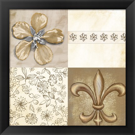 Framed Fleur de Lis Square II Print