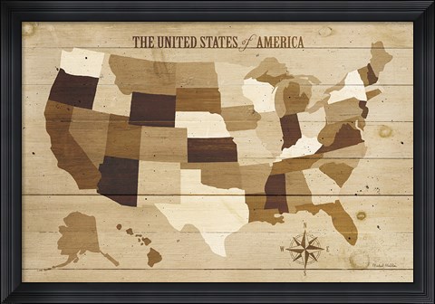 Framed USA Modern Vintage Wood Print