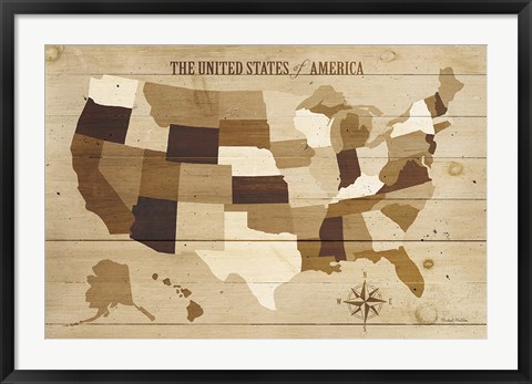 Framed USA Modern Vintage Wood Print