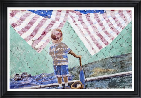 Framed Portion of a mural in Lompoc, California Print