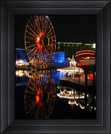 Framed Paradise Pier At Night Print