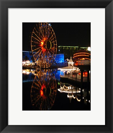 Framed Paradise Pier At Night Print