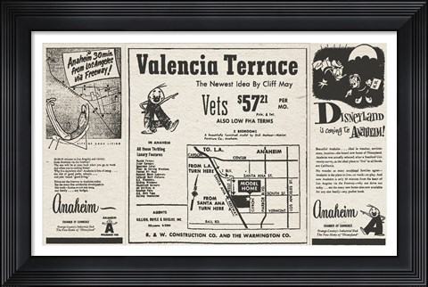 Framed 1950 Andy Anaheim Newspaper Ads Print