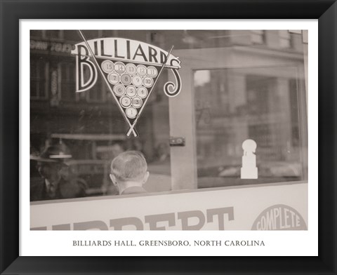 Framed Billiards Hall, Greensboro, North Carolina Print