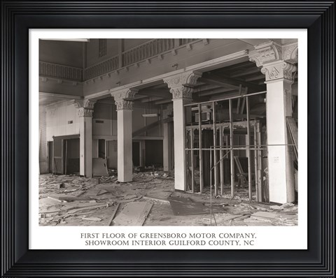 Framed First Floor of Greensboro Motor Company Guilford County, NC Print