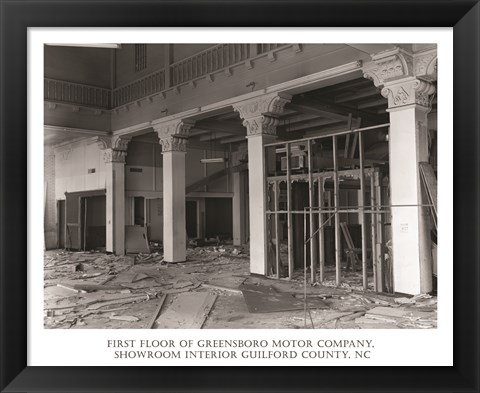 Framed First Floor of Greensboro Motor Company Guilford County, NC Print