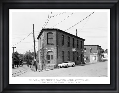 Framed Salem Manufacturing Company, Arista Cotton Mill, Winston-Salem, Forsyth County, NC Print